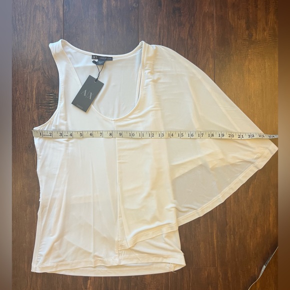 Armani Exchange White Asymmetrical Top NWT NEW Size XS - Picture 6 of 7
